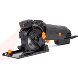 WEN 4.2 Amp 3-3/8 in. Plunge Cut Compact Circular Saw with Laser, Carrying Case, and 3 Blades