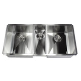 Undermount Stainless Steel 42 in. x 20 in. x 10 in. Deep 16-Gauge Triple Bowl 40/20/40 Zero Radius Kitchen Sink Combo - Super Arbor