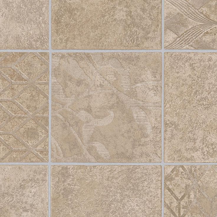 TrafficMASTER Marbella Tile Grey Residential Vinyl Sheet, Sold by 13.2 ft. Wide x Custom Length