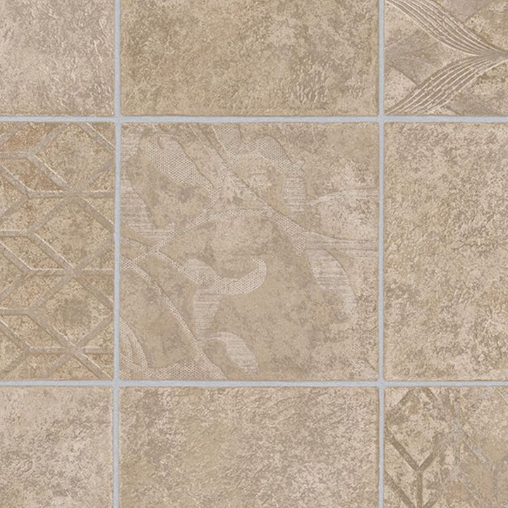 TrafficMASTER Marbella Tile Neutral Residential Vinyl Sheet, Sold by 13.2 ft. Wide x Custom Length
