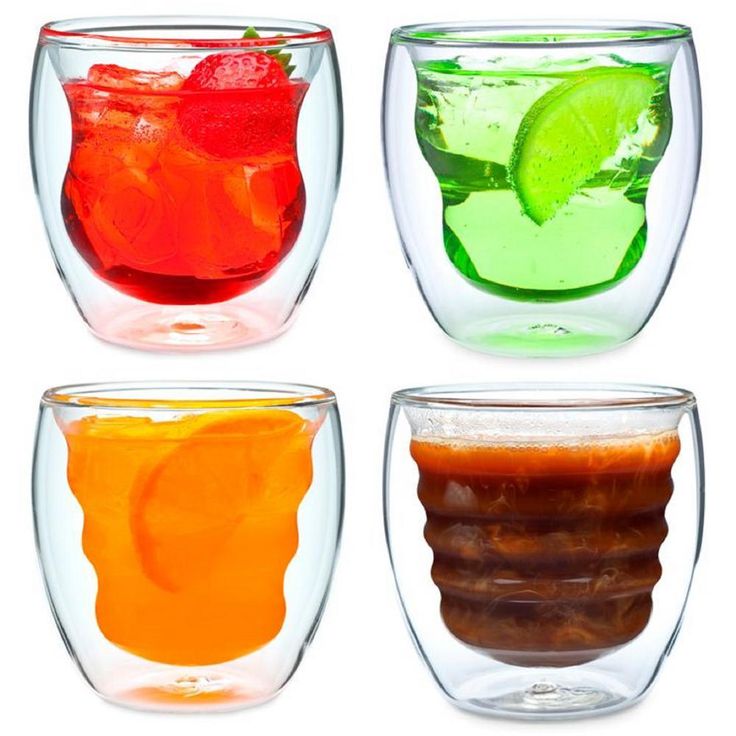 Curva Artisan Series 8 oz. Double Wall Beverage Glasses and Tumblers (Set of 4)