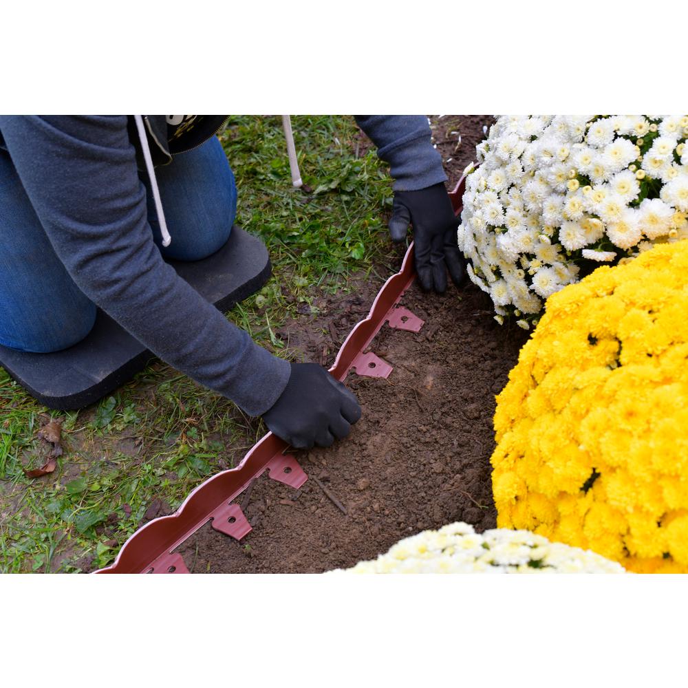 ProFlex 20 ft. Red Scalloped Woodgrain Plastic No-Dig Edging Kit