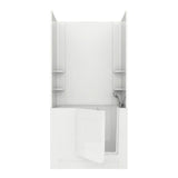Rampart Nova Heated 5 ft. Walk-in Whirlpool Bathtub with Flat Easy Up Adhesive Wall Surround in White - Super Arbor