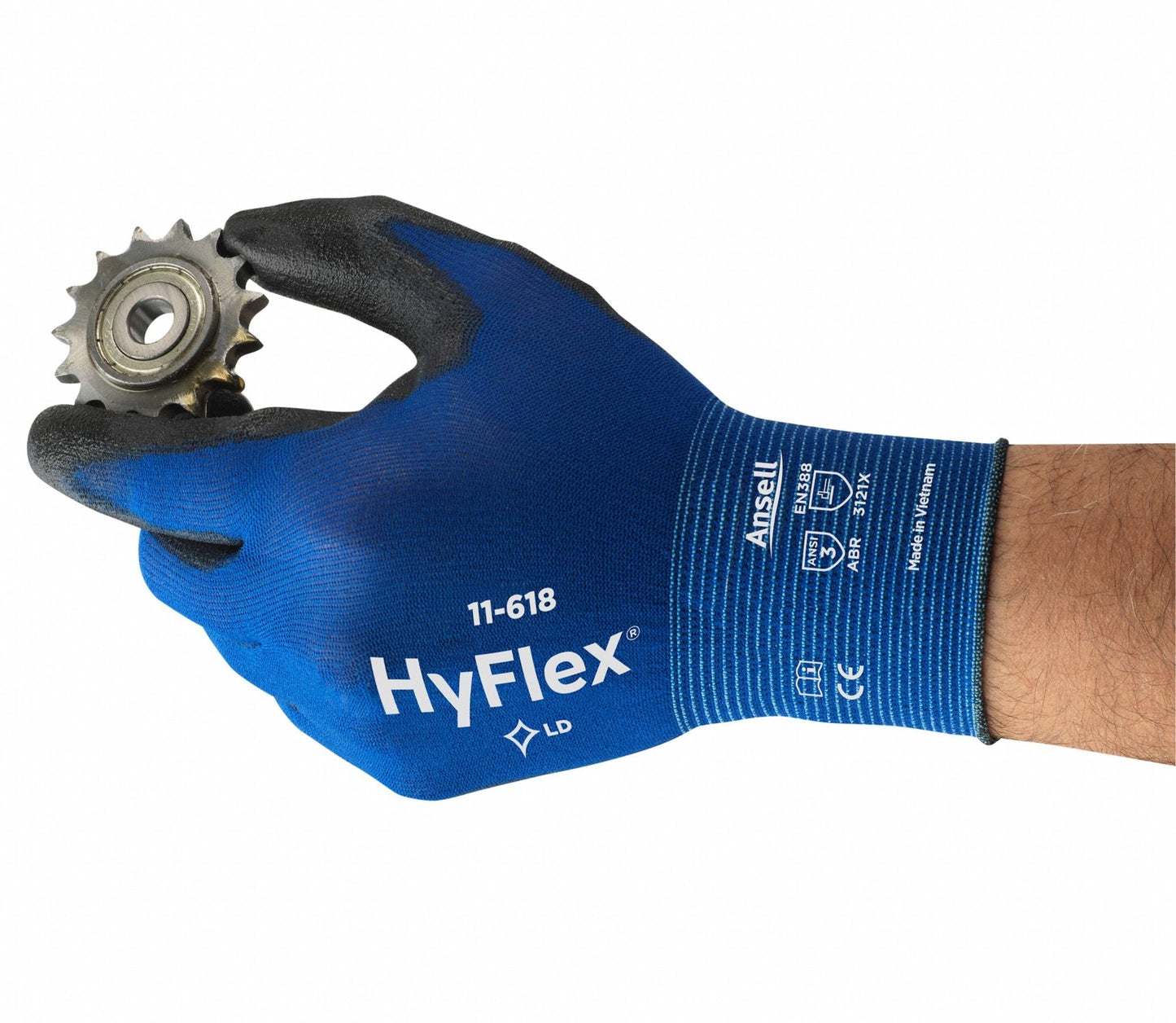 HYFLEX 11-618 Polyurethane Coated Gloves, Size S - Blue