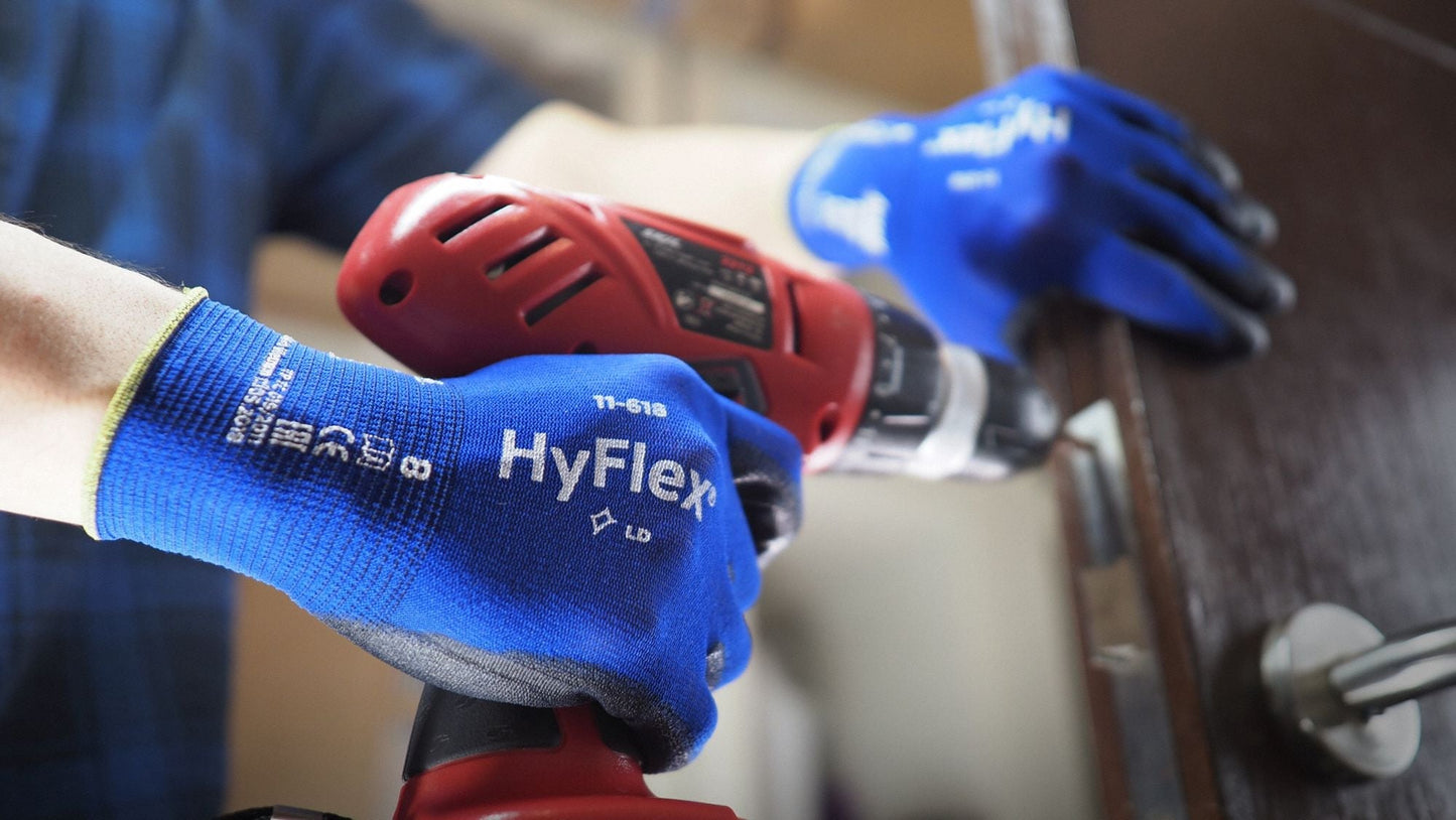 HYFLEX 11-618 Polyurethane Palm Dipped Safety Gloves, Medium (Size 8)