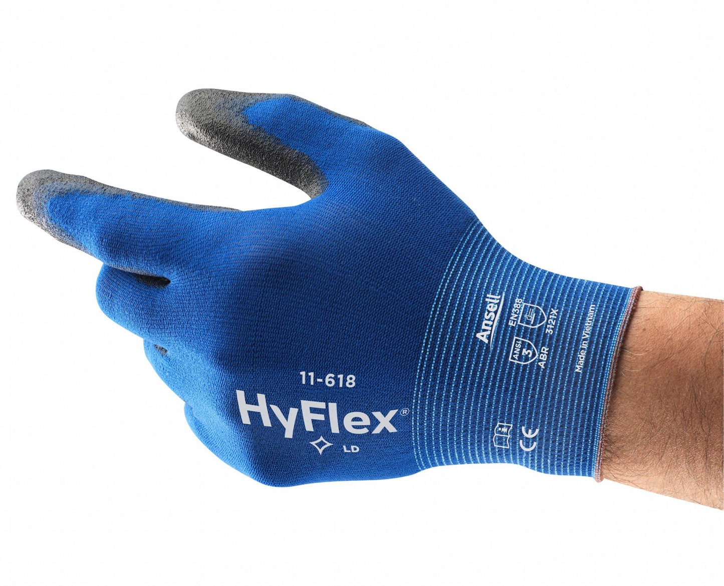HYFLEX 11-618 Polyurethane Palm Dipped Safety Gloves, Medium (Size 8)