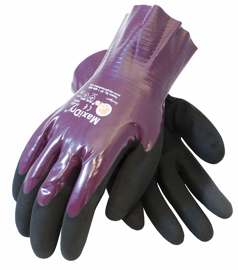 PIP MaxiDry 54-426 Nitrile Coated Gloves, 12 Pack, Size Large