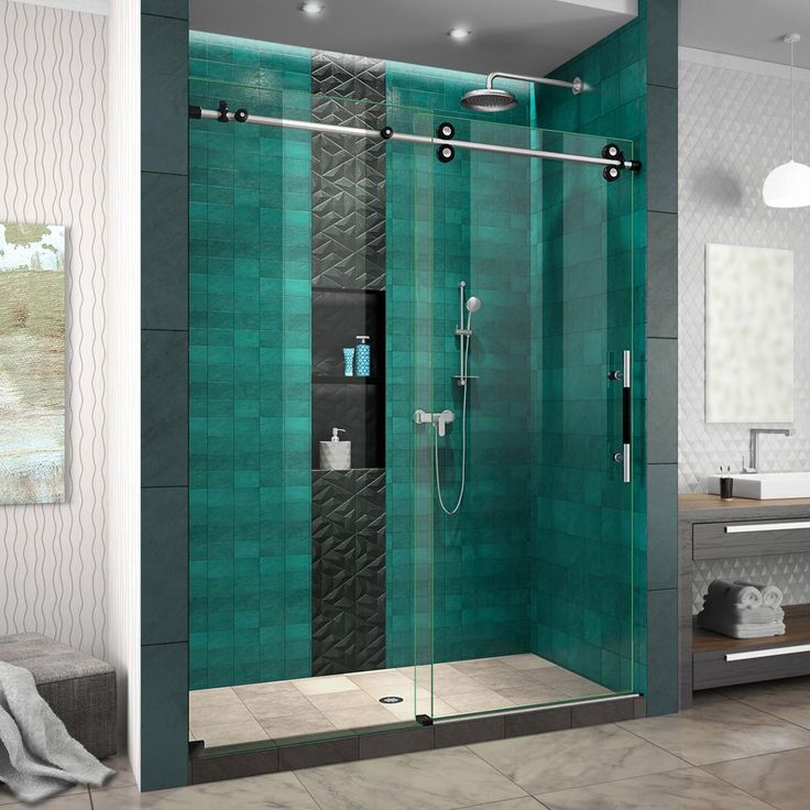 DreamLine Enigma-XO 56-60 in. W x 76 in. H Fully Frameless Sliding Shower Door, Oil Rubbed Bronze