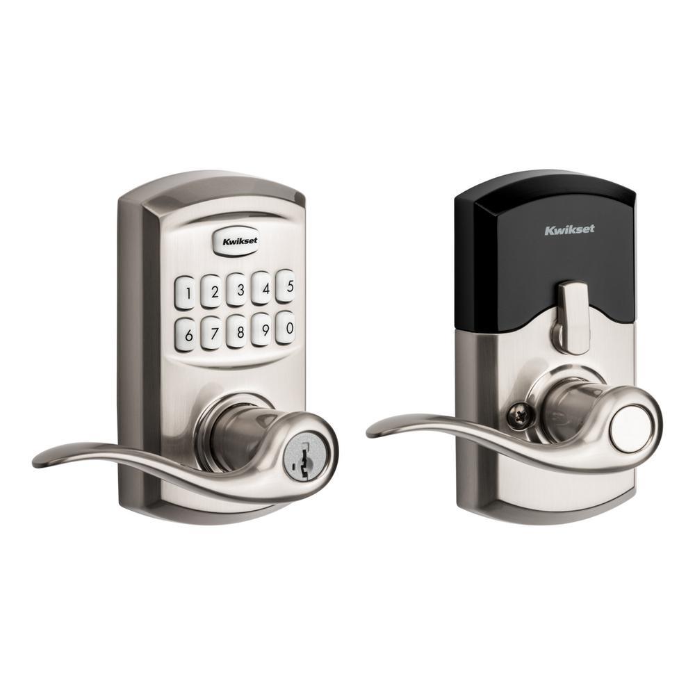 917 SmartCode Satin Nickel Electronic Single-Cylinder Tustin Door Lever Featuring SmartKey Security - Super Arbor