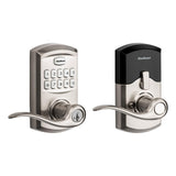 917 SmartCode Satin Nickel Electronic Single-Cylinder Tustin Door Lever Featuring SmartKey Security - Super Arbor