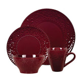 16-Piece Lorren Home Stoneware Scroll Dinnerware Set-Merlot