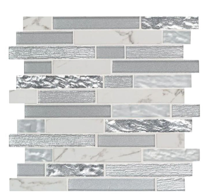 Whistler Ice Interlocking 11.81 in. x 12 in. x 8mm Glass Mesh-Mounted Mosaic Tile (9.7 sq. ft. / case)