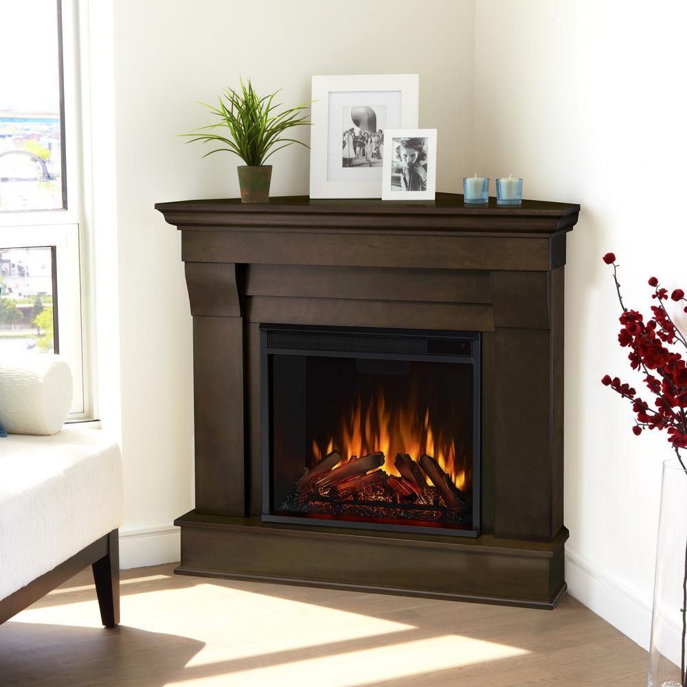 Chateau 41 in. Corner Electric Fireplace in Dark Walnut - Super Arbor