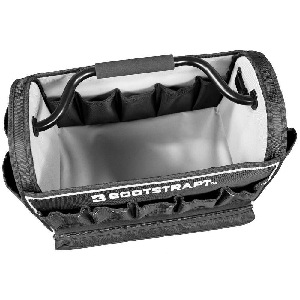18 in. Contractor's Tote Bag with Integrated Parts Bin Compartment and Waterproof Rain Cover - Super Arbor