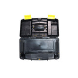 9-1/2 in. and 12-3/4 in. D (2-Tiered) Storage Toolbox with Foldable Auto-Locking Handle in Black - Super Arbor