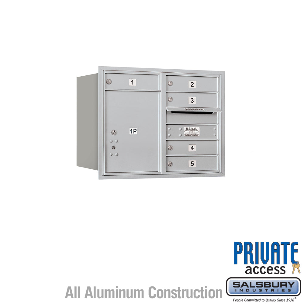 6 Door High Recessed Mounted 4C Horizontal Mailbox with Private Access - Rear Loading