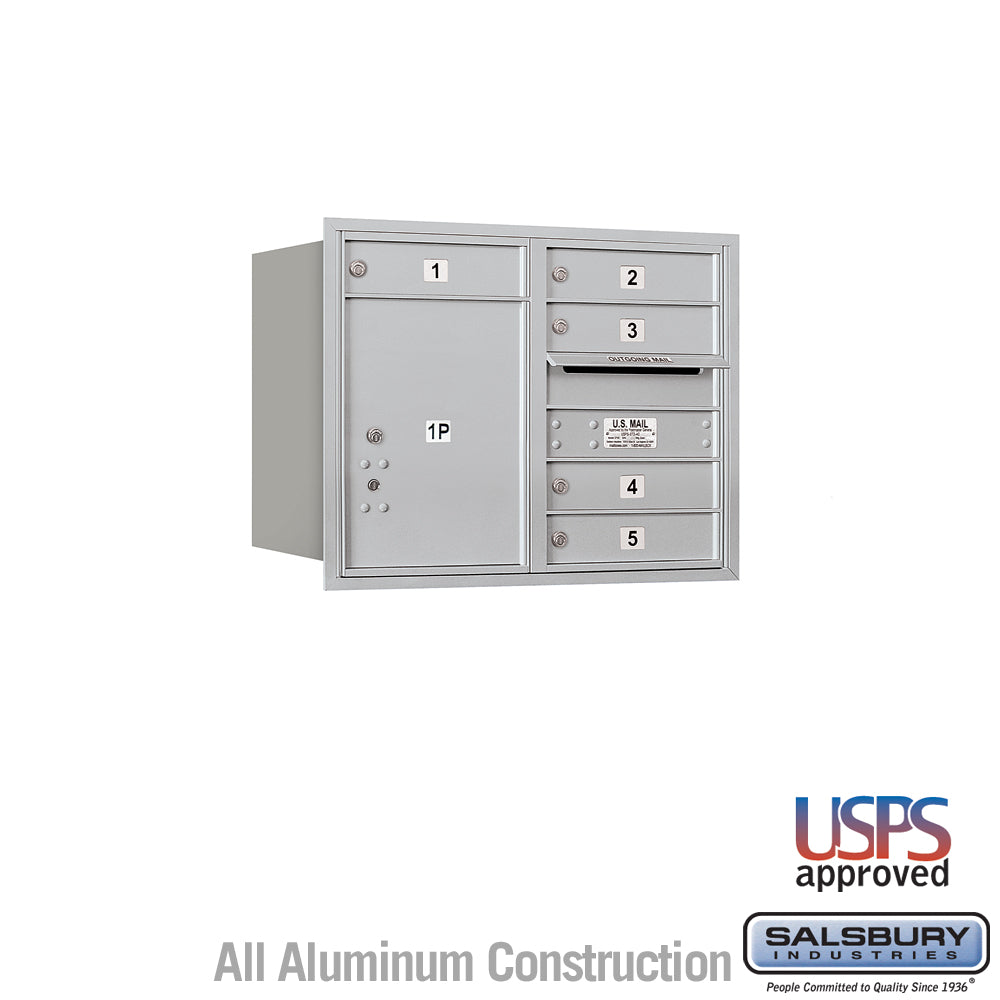6 Door High Recessed Mounted 4C Horizontal Mailbox with Parcel Locker - Rear Loading