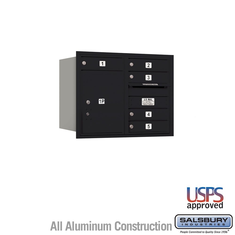 6 Door High Recessed Mounted 4C Horizontal Mailbox with Parcel Locker - Rear Loading