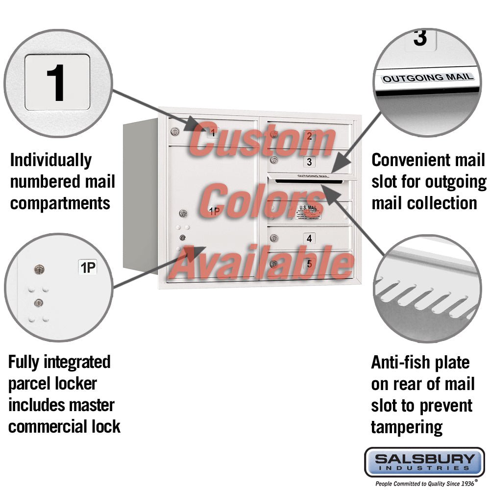 Recessed Mounted 4C Horizontal Mailbox - 6 Door High Unit - Double Column - Rear Loading - Private Access