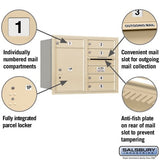 6 Door High Recessed Mounted 4C Horizontal Mailbox with Parcel Locker - Rear Loading