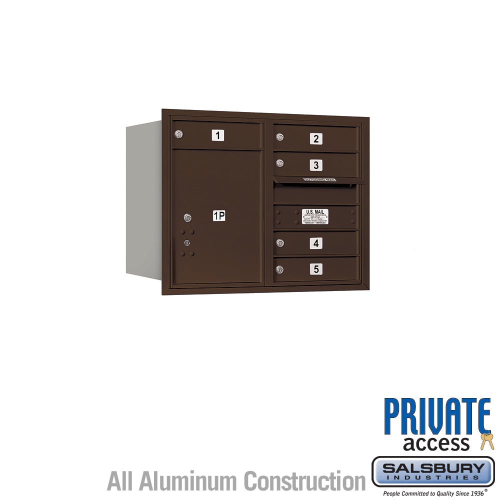6 Door High Recessed Mounted 4C Horizontal Mailbox with Private Access - Rear Loading