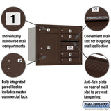 6 Door High Recessed Mounted 4C Horizontal Mailbox with Private Access - Rear Loading