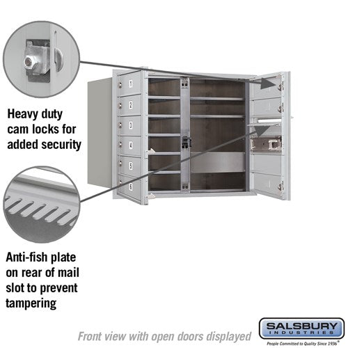 6 Door High Recessed Mounted 4C Horizontal Mailbox with Private Access - Front Loading