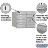6 Door High Recessed Mounted 4C Horizontal Mailbox with 9 Doors in Aluminum - Rear Loading