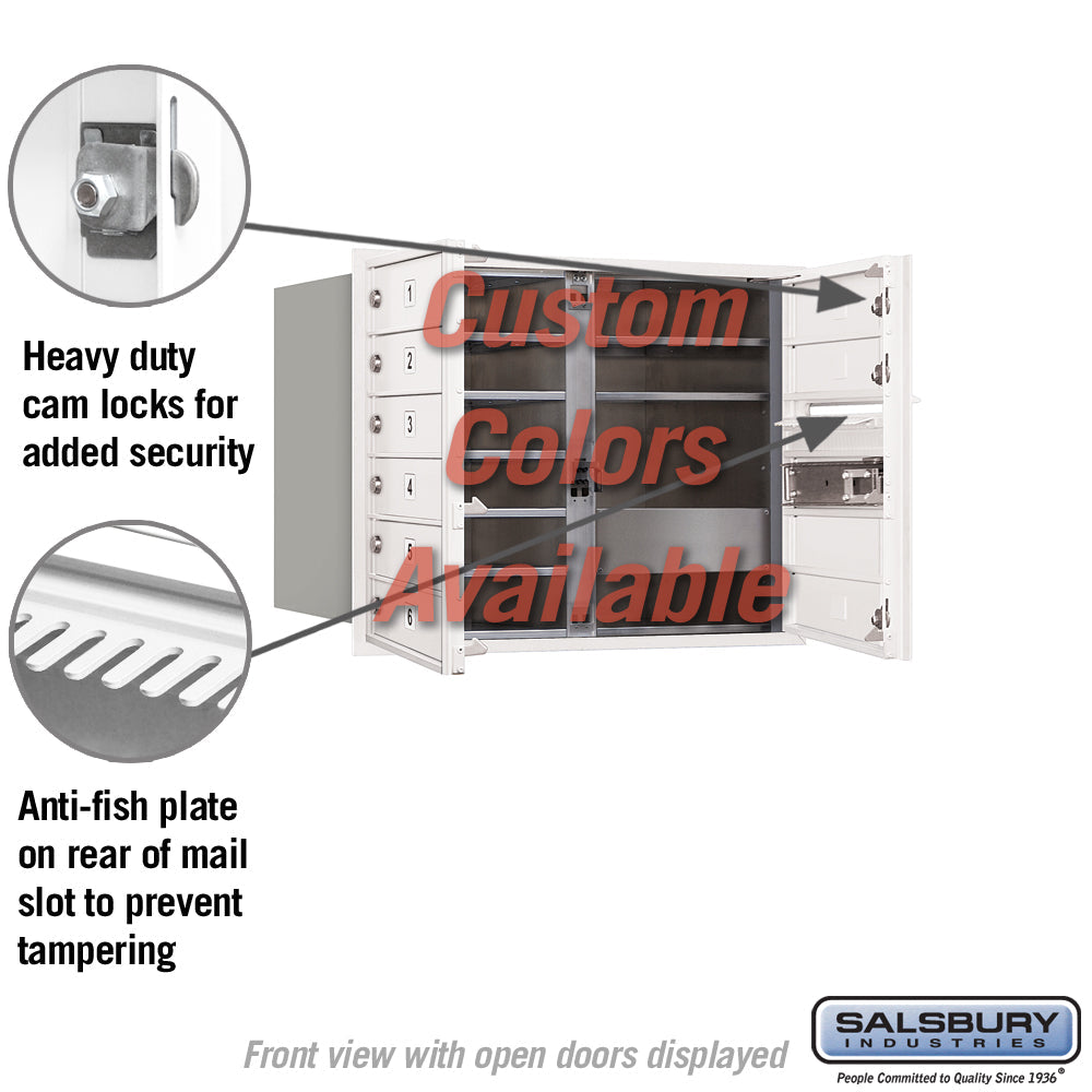 Recessed Mounted 4C Horizontal Mailbox - 6 Door High Unit, Double Column, Custom Color, Front Loading, USPS Access