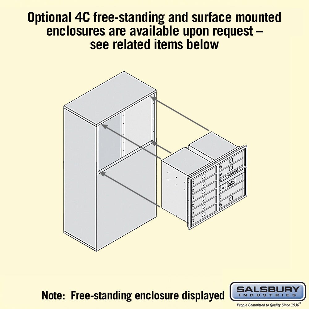 Recessed Mounted 4C Horizontal Mailbox - 6 Door High Unit, Double Column, Custom Color, Front Loading, USPS Access