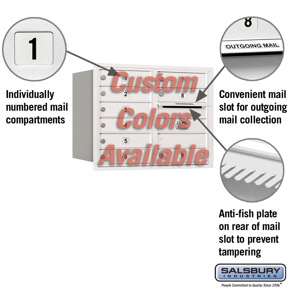 Recessed Mounted 4C Horizontal Mailbox - 6 Door High Unit, Double Column, Rear Loading, USPS Approved