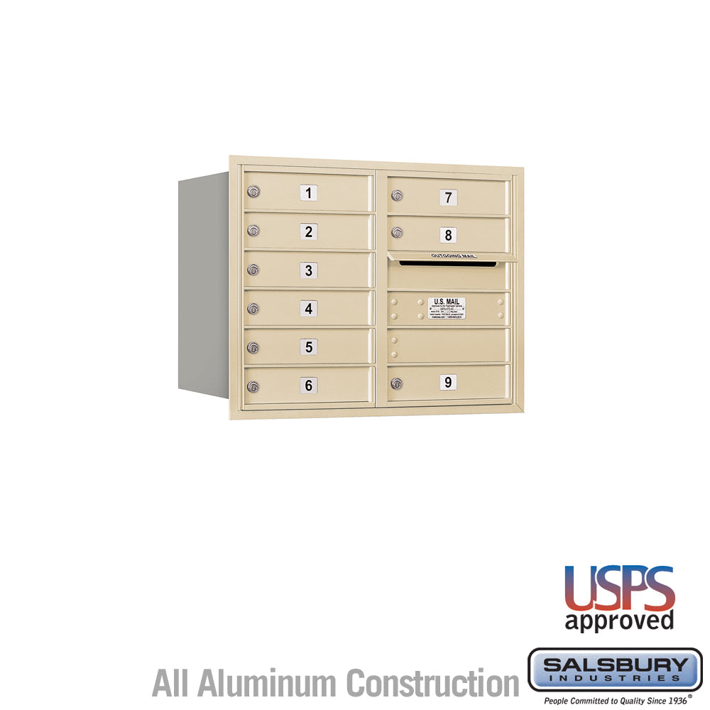6 Door High Recessed Mounted 4C Horizontal Mailbox with USPS Access, Rear Loading, Sandstone