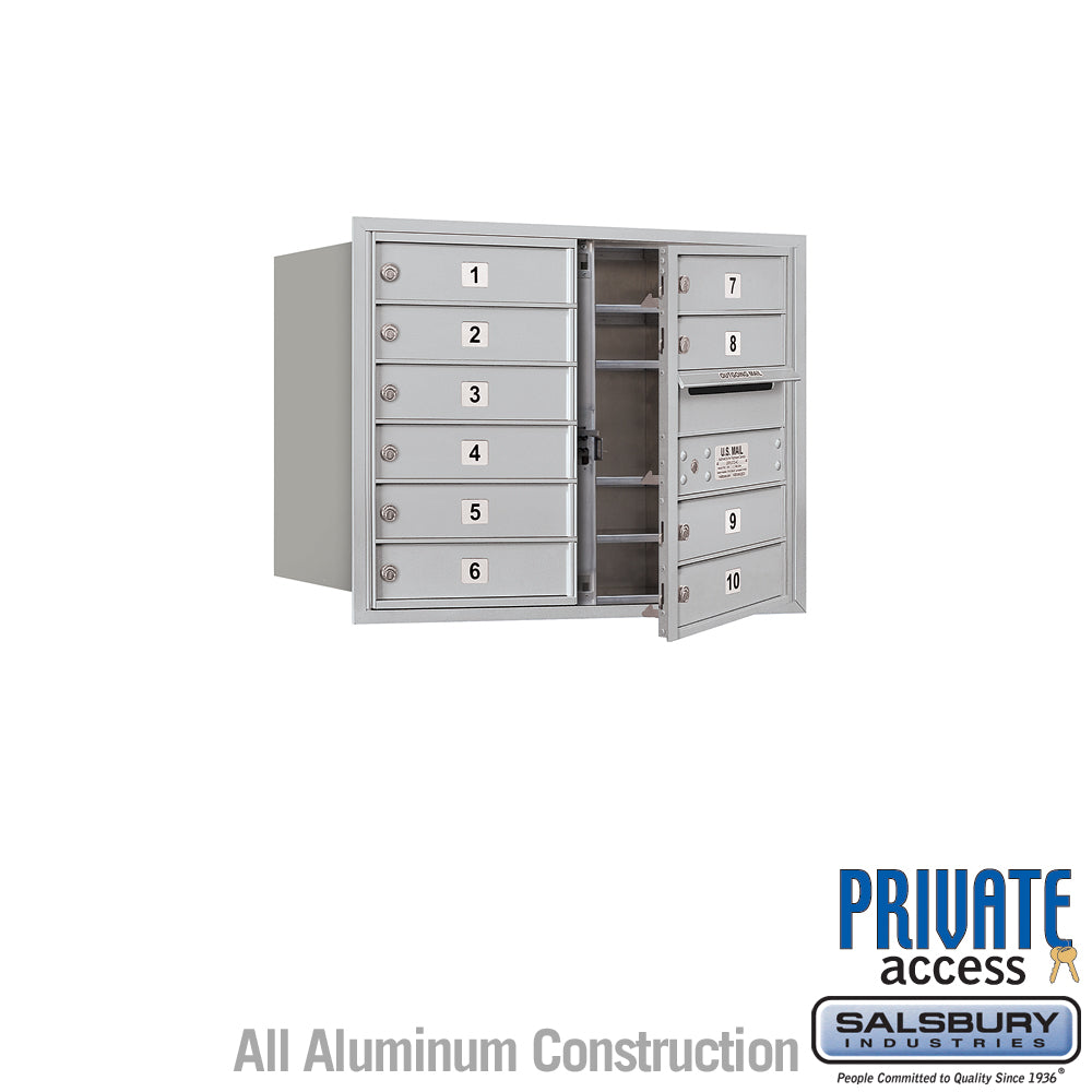 6 Door High Recessed Mounted 4C Horizontal Mailbox with 10 Doors - Private Access - Front Loading