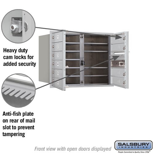 6 Door High Recessed Mounted 4C Horizontal Mailbox with 10 Doors - Private Access - Front Loading