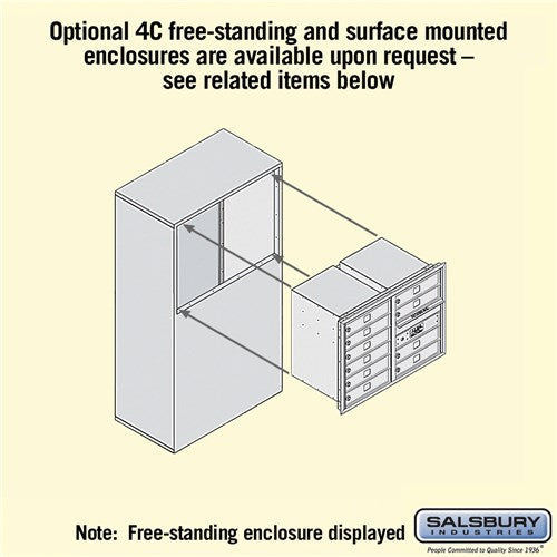 6 Door High Recessed Mounted 4C Horizontal Mailbox with 10 Doors - Private Access - Front Loading