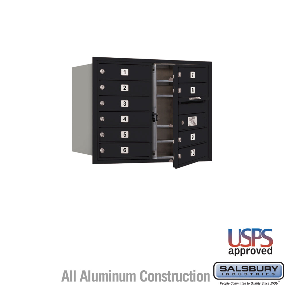 10-Door Black Recessed Mounted Mailbox with USPS Access
