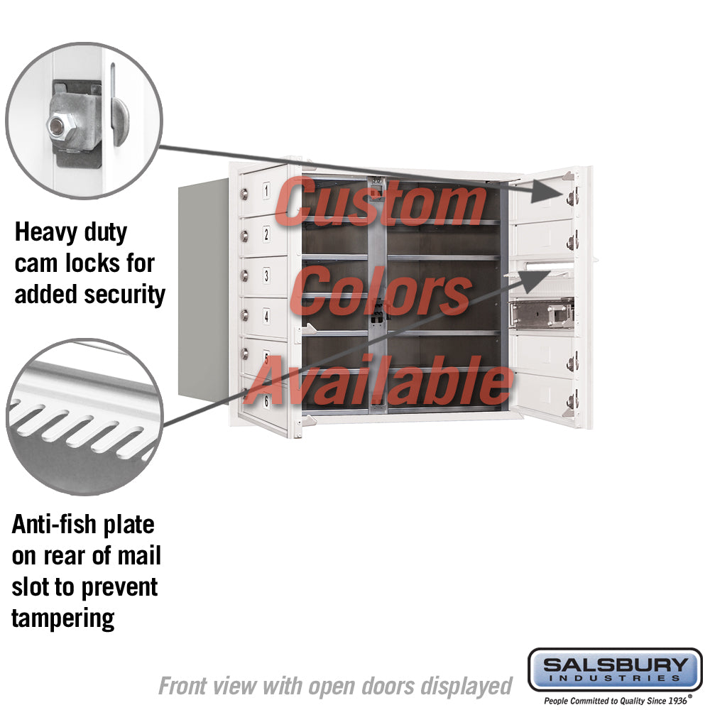 6 Door High Recessed Mounted 4C Horizontal Mailbox with 9 Doors - Front Loading USPS Access