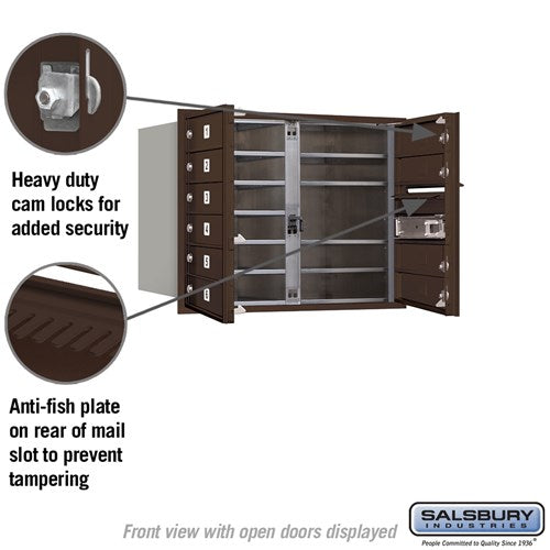 6 Door High Recessed Mounted 4C Horizontal Mailbox with 10 Doors in Bronze - USPS Access