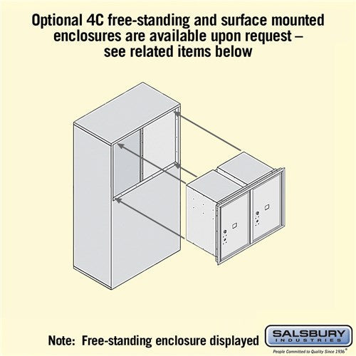 6 Door High Recessed Mounted 4C Horizontal Parcel Locker with 2 Parcel Lockers - Rear Loading