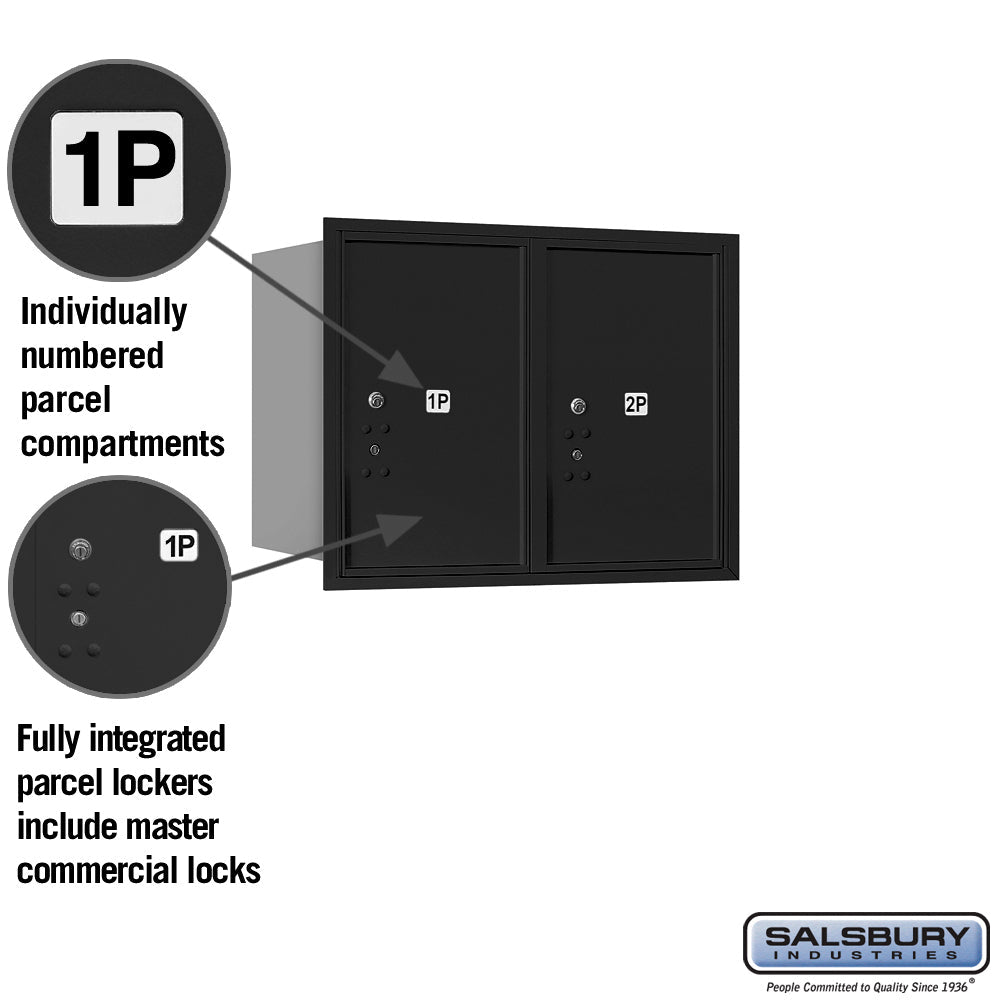 Salsbury 6-Door-High Recessed Mounted 4C Horizontal Parcel Locker with 2 Parcel Lockers, Rear Loading