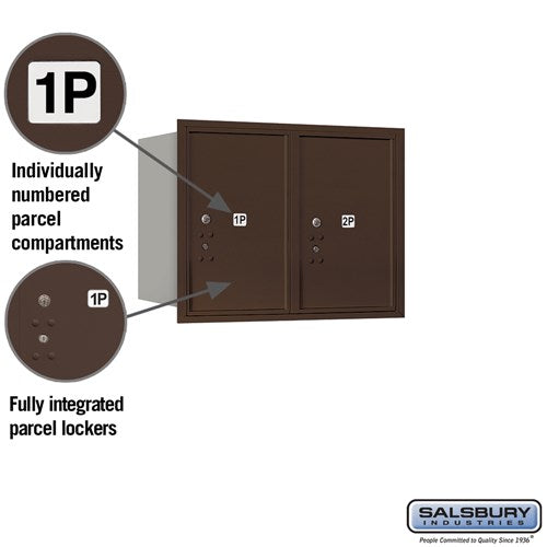 6-Door High Recessed Mounted Parcel Locker with USPS Access - Bronze - Rear Loading