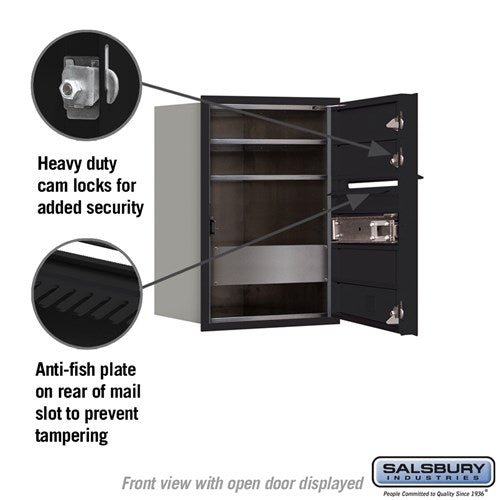 6 Door High Recessed Mounted 4C Horizontal Mailbox with Private Access - Black