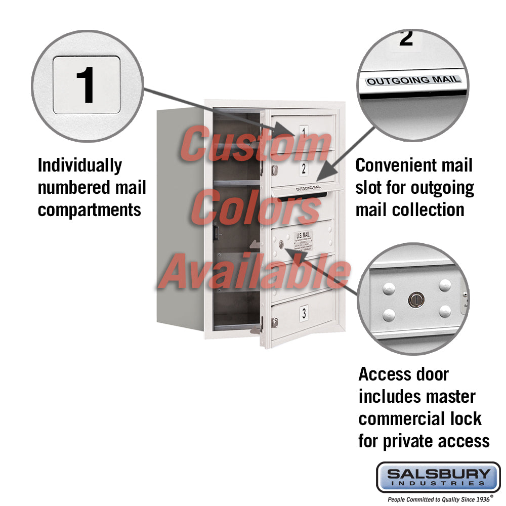 Recessed Mounted 4C Horizontal Mailbox - 6 Door High Unit - Custom Color - Front Loading - USPS Access