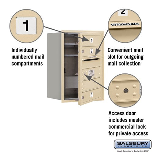 6 Door High Recessed Mounted 4C Horizontal Mailbox with Private Access - Sandstone