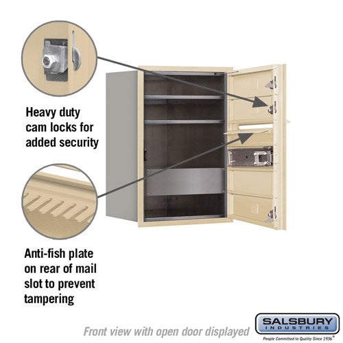 6 Door High Recessed Mounted 4C Horizontal Mailbox with Private Access - Sandstone