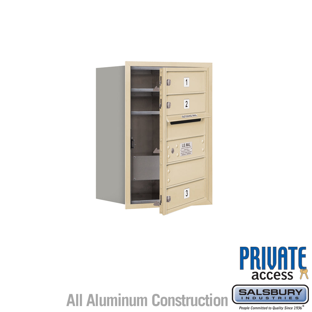 6 Door High Recessed Mounted 4C Horizontal Mailbox with Private Access - Sandstone