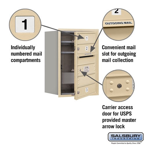 6 Door High Recessed Mounted 4C Horizontal Mailbox with USPS Access - Sandstone