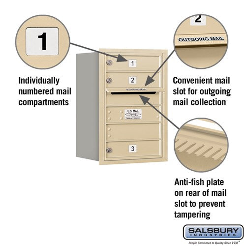 6 Door High Recessed Mounted 4C Horizontal Mailbox with Private Access - Rear Loading