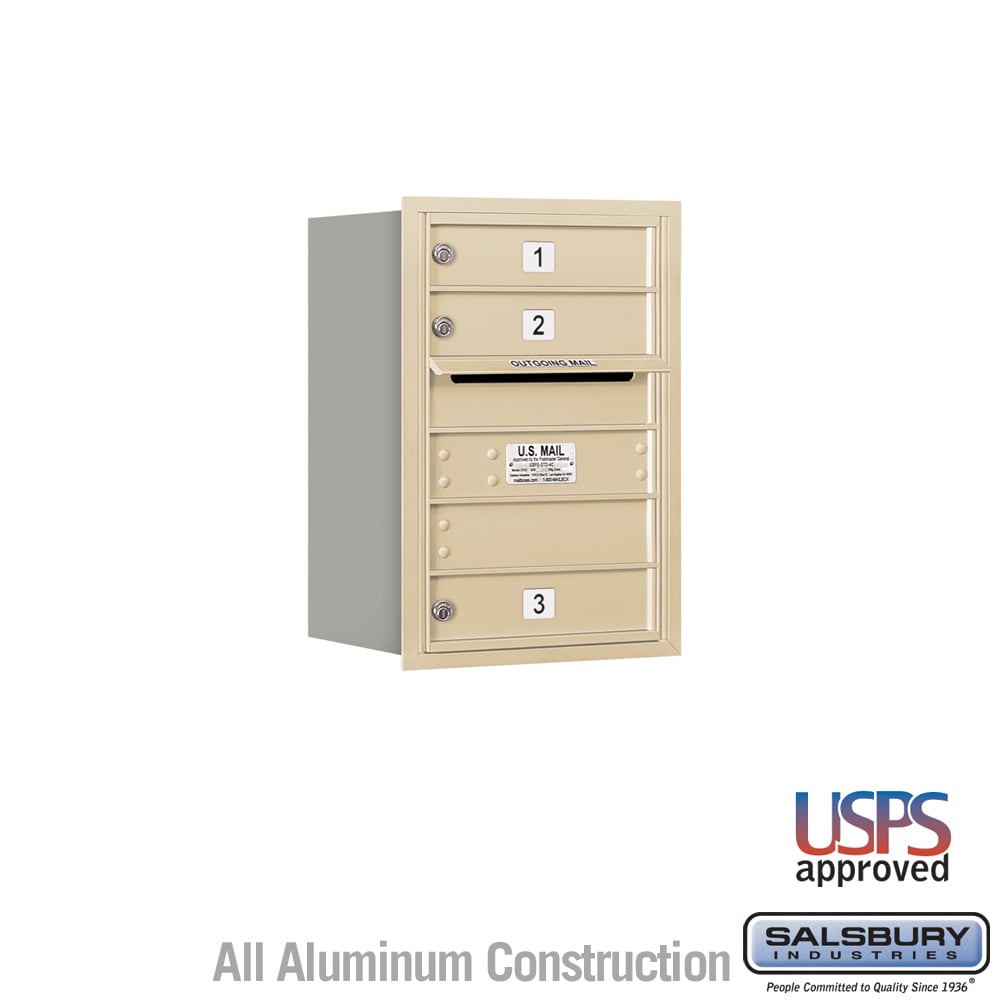 6 Door High Recessed Mounted 4C Horizontal Mailbox with USPS Access, Rear Loading, Sandstone