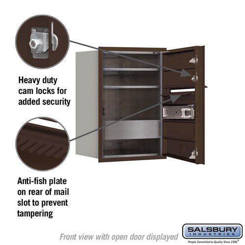 6 Door High Recessed Mounted 4C Horizontal Mailbox with USPS Access - Bronze